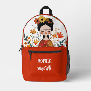Wasserfarbe Whimsical Frida Kahlo mit dem Namen Or Bedruckter Rucksack