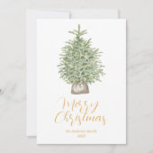 Wasserfarbe Whimsical Gold Tree Frohe Weihnachten (Vorderseite)