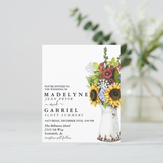 Wasserfarbe Whimsical Sonnenblume Rustikale Blüte (Stehend Vorderseite)