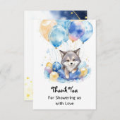 Wasserfarbe Whimsical Wolf Cub Babydusche Dankeskarte (Vorne/Hinten)