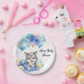 Wasserfarbe Whimsical Wolf Cub Babydusche Pappteller (Party)