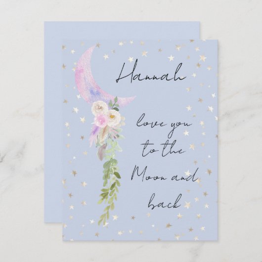 Wasserfarbe Whimsische Liebe U zum Mond und zurück (Vorne/Hinten)