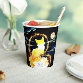 Wasserfarbe Whimsischer Fox Geburtstag Pappbecher