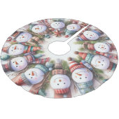 Wasserfarbe Whimsischer Schneemann Weihnachten Polyester Weihnachtsbaumdecke (Schrägansicht)