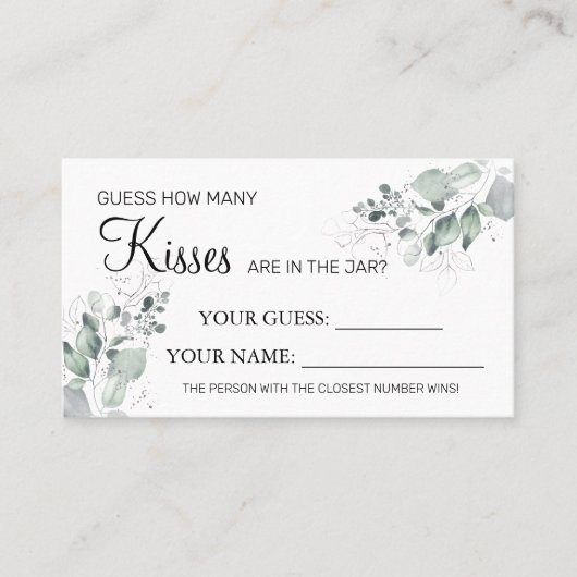 Wasserfarbe Wie viele Küsse Brautparty Kartenspiel Platzkarte (Vorderseite)