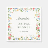 Wasserfarbe Wildblume Boho Brautparty Serviette (Vorderseite)