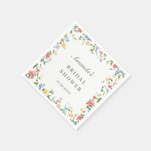 Wasserfarbe Wildblume Boho Brautparty Serviette (Ecke)