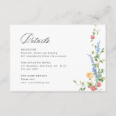 Wasserfarbe Wildblume Boho Hochzeitdetails Begleitkarte (Vorderseite)