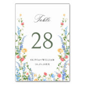 Wasserfarbe Wildblume Boho Wedding Tischnummer (Rückseite)