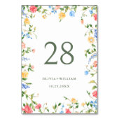 Wasserfarbe Wildblume Boho Wedding Tischnummer (Vorderseite)
