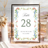 Wasserfarbe Wildblume Boho Wedding Tischnummer