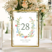 Wasserfarbe Wildblume Boho Wedding Tischnummer