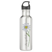 Wasserfarbe Wildblume Daisy Eleganter Skriptname Edelstahlflasche (Vorderseite)
