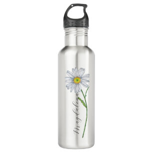 Wasserfarbe Wildblume Daisy Eleganter Skriptname Edelstahlflasche