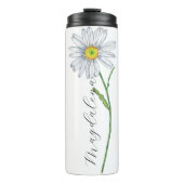 Wasserfarbe Wildblume Daisy Eleganter Skriptname Thermosbecher (Vorderseite)