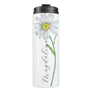 Wasserfarbe Wildblume Daisy Eleganter Skriptname Thermosbecher