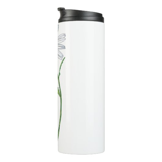 Wasserfarbe Wildblume Daisy Eleganter Skriptname Thermosbecher (Nach rechts gedreht)