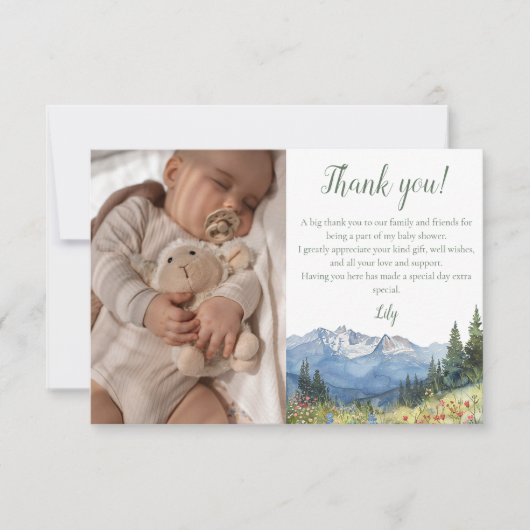 Wasserfarbe Wildblume Kinderdusche Foto Dankeskarte (Vorderseite)