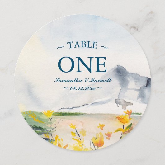 Wasserfarbe Wilde Blume & Gebirge Tischnummer (Rückseite)