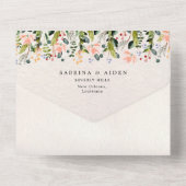 Wasserfarbe Wilde Blume Hochzeit ohne Farbe All In One Einladung (Rückseite)