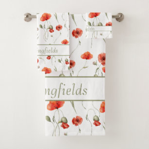 Wasserfarbe Wilde Poppies Badhandtuch Set