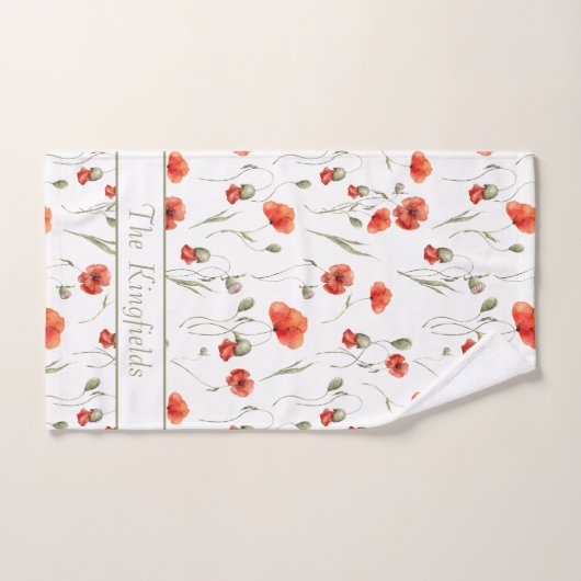 Wasserfarbe Wilde Poppies Badhandtuch Set (Handtuch)
