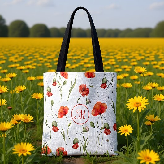 Wasserfarbe Wilde Poppies Tasche