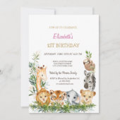 Wasserfarbe Wilde Tiere Jungle Tropical 1. Einladung (Vorderseite)