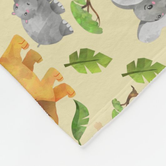 Wasserfarbe Wilde Tiersafari Jungle Muster Fleecedecke (Ecke)