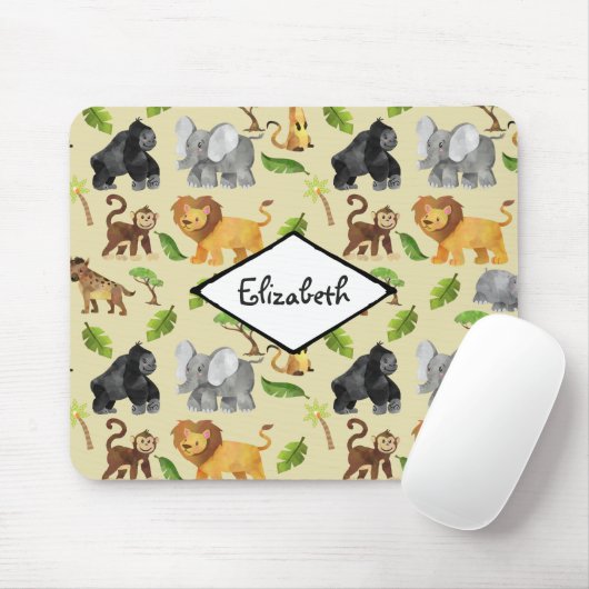 Wasserfarbe Wilde Tiersafari Jungle Muster Mousepad (Mit Mouse)