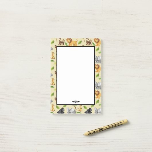 Wasserfarbe Wilde Tiersafari Jungle Muster Post-it Klebezettel (Auf Schreibtisch)
