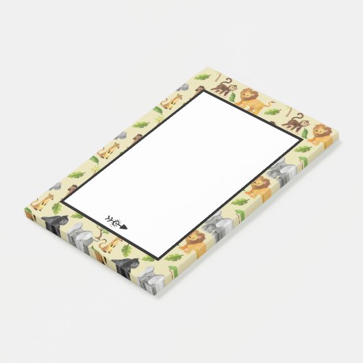 Wasserfarbe Wilde Tiersafari Jungle Muster Post-it Klebezettel (angewinkelt)