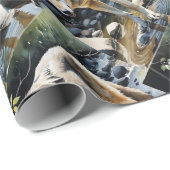 Wasserfarbe Wildnis Wolf Tierart Geschenkpapier (Rolleneckpunkt)