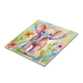 Wasserfarbe Wildtiere Elefant Fliese (Seite)