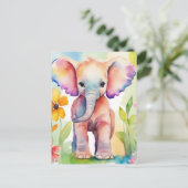 Wasserfarbe Wildtiere Elefant Postkarte (Stehend Vorderseite)