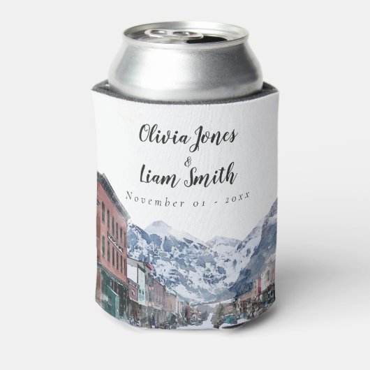 Wasserfarbe Willkommen bei der Hochzeit von Tellur Dosenkühler (Kanne Rückseite)