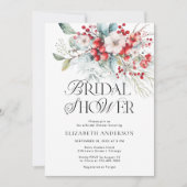 Wasserfarbe Winter Berry Foliage Brautparty Einladung (Vorderseite)