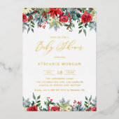 Wasserfarbe Winter Blooms Garland Babydusche Folieneinladung (Vorderseite)