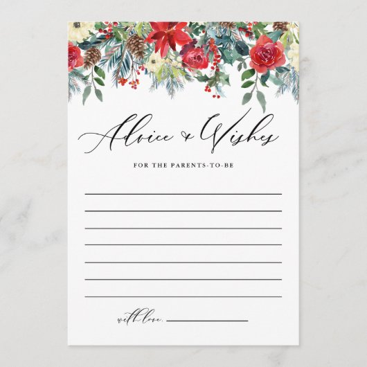 Wasserfarbe Winter Blooms Garland Babydusche Hinweiskarte (Vorderseite)