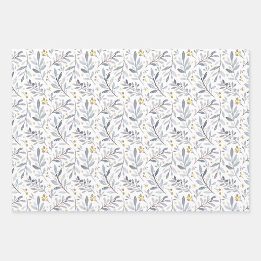 Wasserfarbe Winter Botanicale Snowflake Weihnachte Geschenkpapier Set (Vorderseite 3)