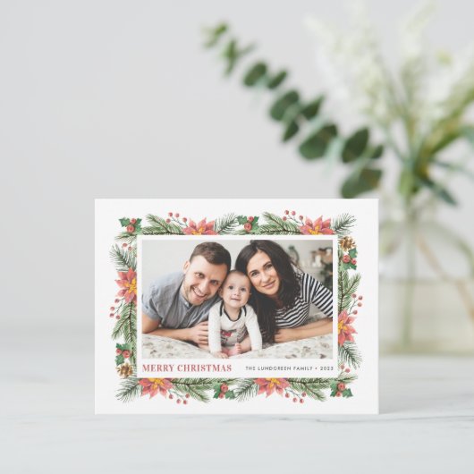 Wasserfarbe Winter Botanicals Frohe Weihnachten Fo (Stehend Vorderseite)