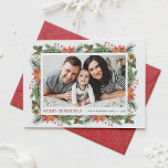Wasserfarbe Winter Botanicals Frohe Weihnachten Fo<br><div class="desc">Frohe Weihnachten! Senden Sie Ihre Urlaubswünsche und Grüße an Familie und Freunde mit dieser anpassbaren Blumenweihnachtskarte. Es verfügt über Aquarellpinekone,  Kiefernnadeln,  Hole,  Beeren und Poinsettia. Personalisieren Sie diese durch Hinzufügen von Namen,  Nachrichten und einem horizontalen Foto. Diese Vintage Blumenfotokarte ist auch in anderen Kartenmaterial erhältlich.</div>