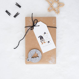 Wasserfarbe Winter Gnome Buffalo Karo Weihnachten Geschenkanhänger