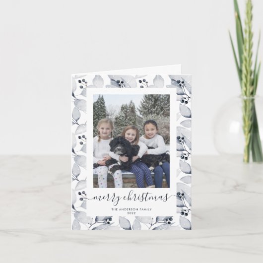 Wasserfarbe Winter Grün Foto Frohe Weihnachten (Vorderseite)