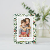 Wasserfarbe Winter Grün Frohe Weihnachten Foto (Stehend Vorderseite)
