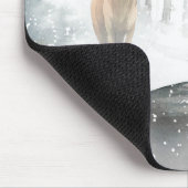 Wasserfarbe Winter Hirschszene Mousepad (Ecke)