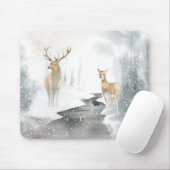 Wasserfarbe Winter Hirschszene Mousepad (Mit Mouse)