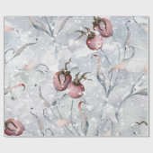 Wasserfarbe Winter Holries und Schnee Weihnachten Geschenkpapier (Flach)