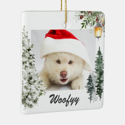 Wasserfarbe Winter Landschaft Weihnachten Foto Hau Keramikornament (Rechts)