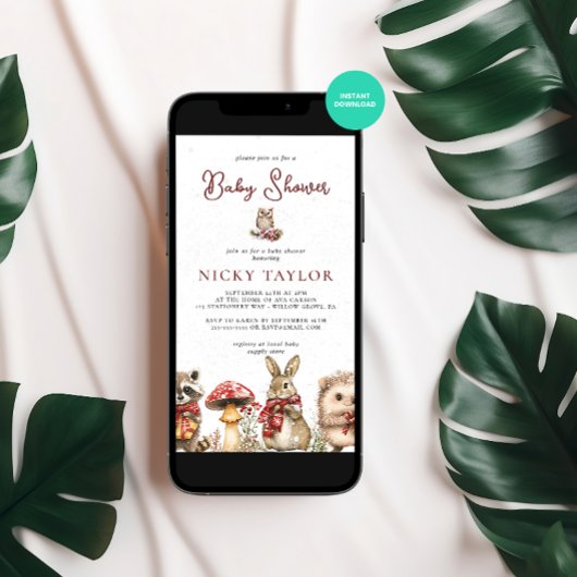 Wasserfarbe Winter Meadow Baby Dusche Einladung